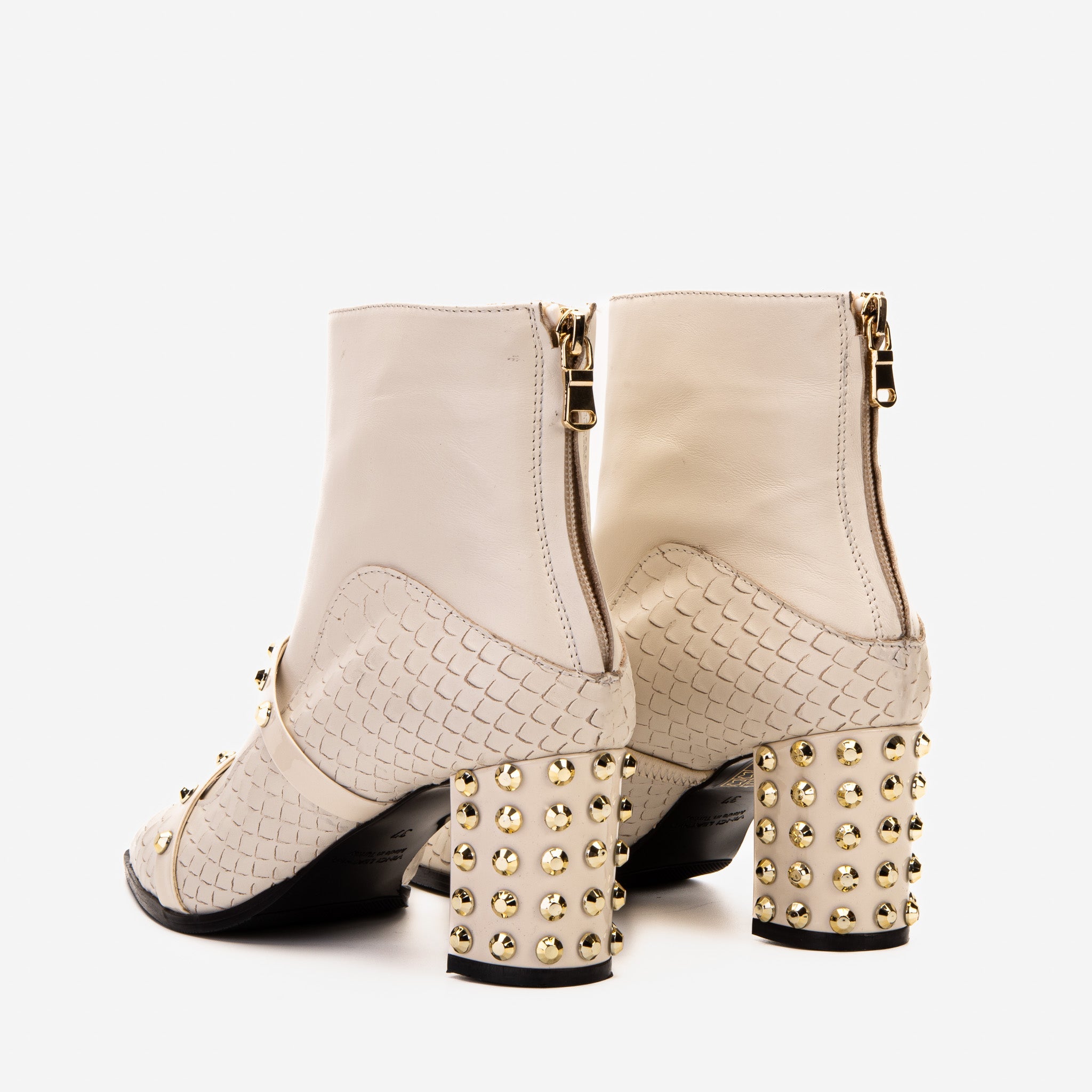 The Valentina Cream Leather Block Heel Women Boot