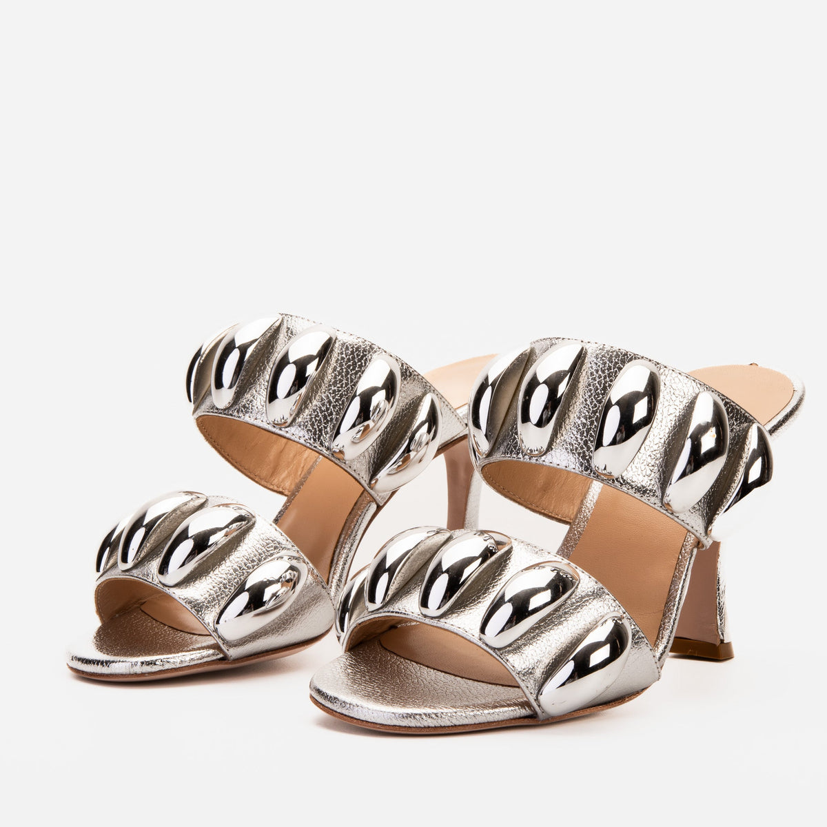 Vinci Leather The Eclipse Silver Leather Women Sandal – top view