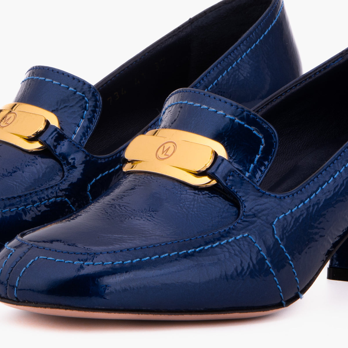 Vinci Leather The Victoria Navy Blue Leather Block Heel Pump Women Shoe – product view 4