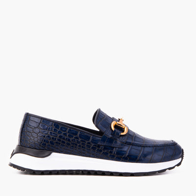 Vinci Leather The Milan Navy Croc-Embossed Leather Women Sneaker – product view 1