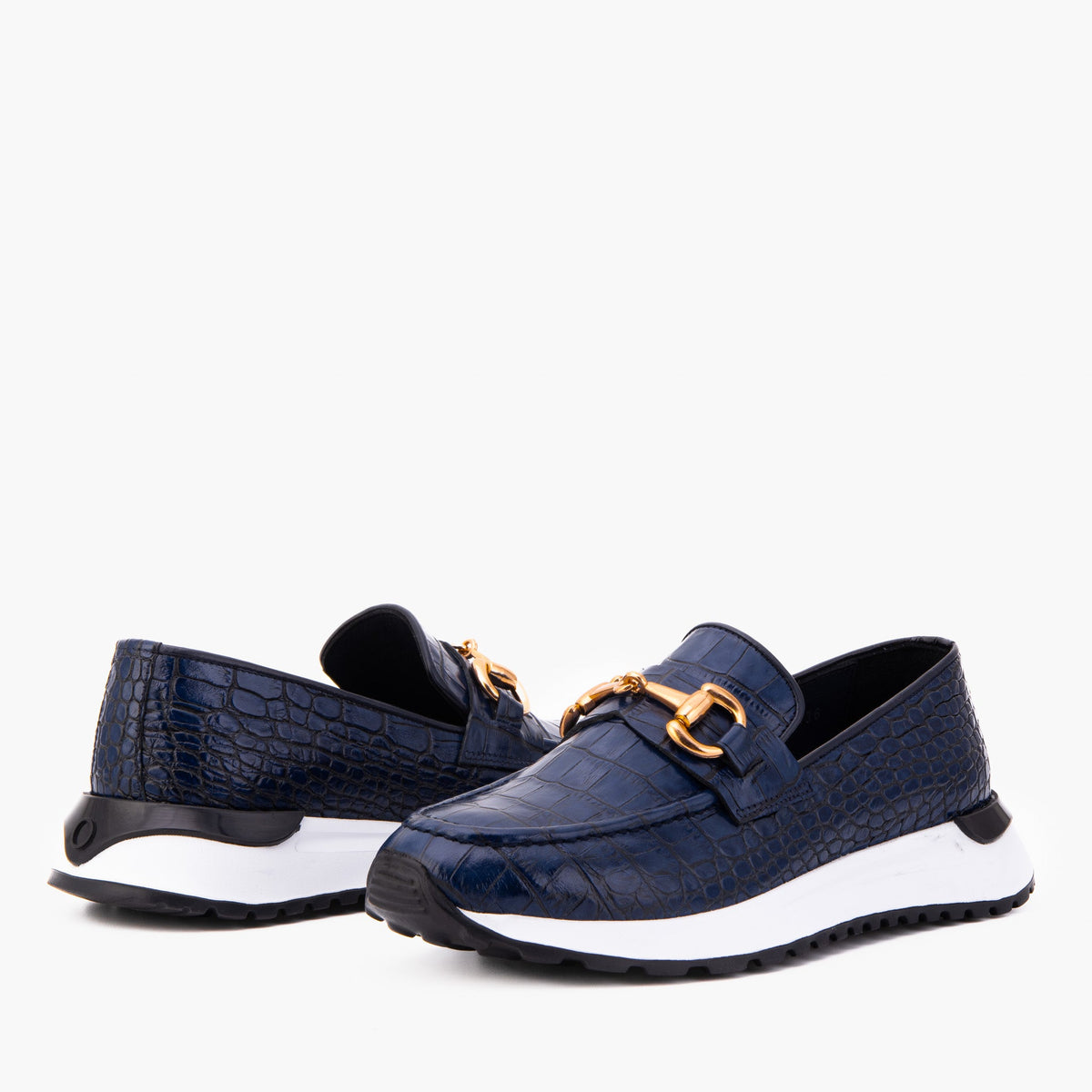 Vinci Leather The Milan Navy Croc-Embossed Leather Women Sneaker – product view 5