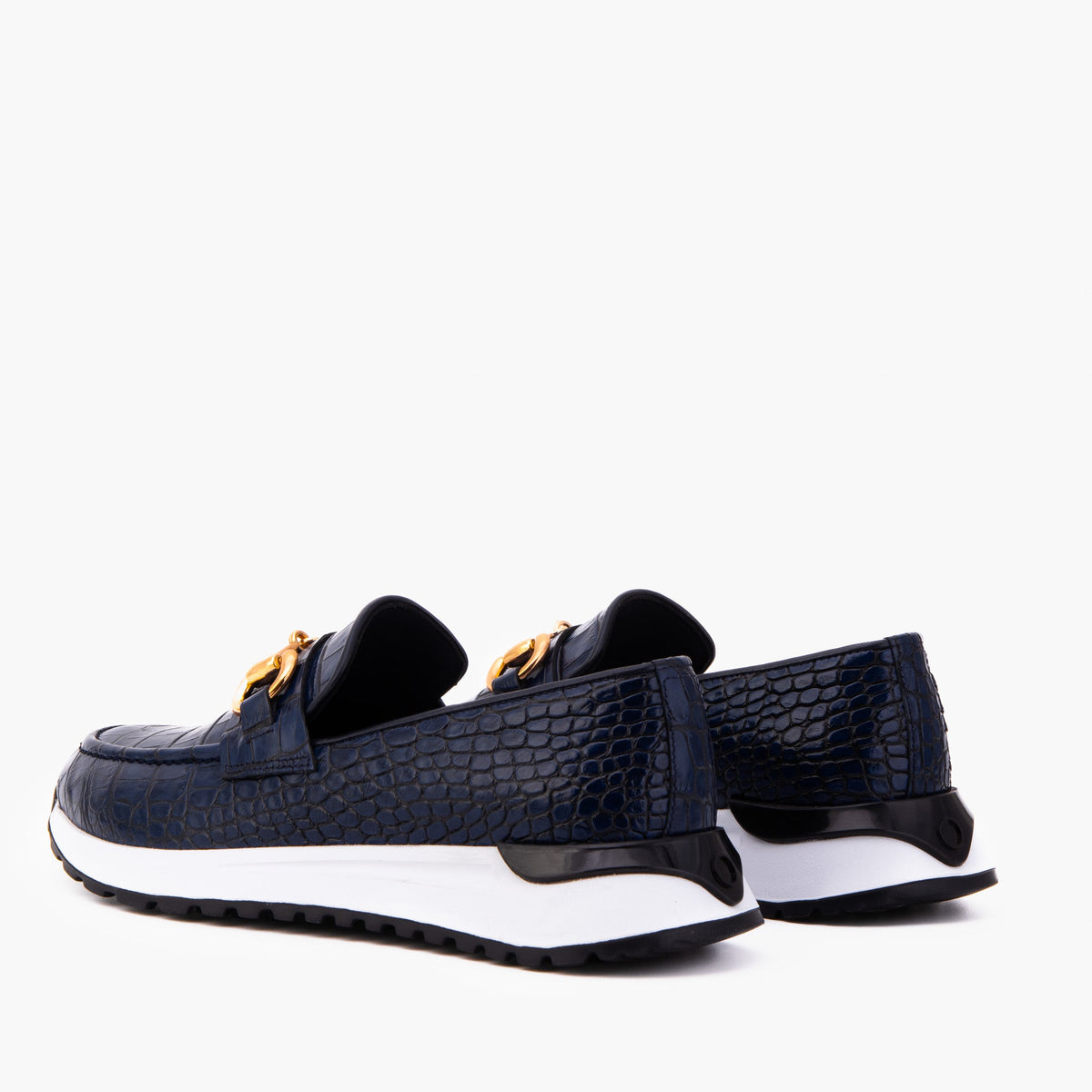 Vinci Leather The Milan Navy Croc-Embossed Leather Women Sneaker – product view 7
