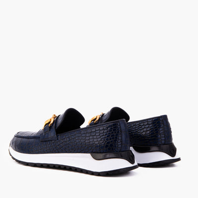 Vinci Leather The Milan Navy Croc-Embossed Leather Women Sneaker – product view 7