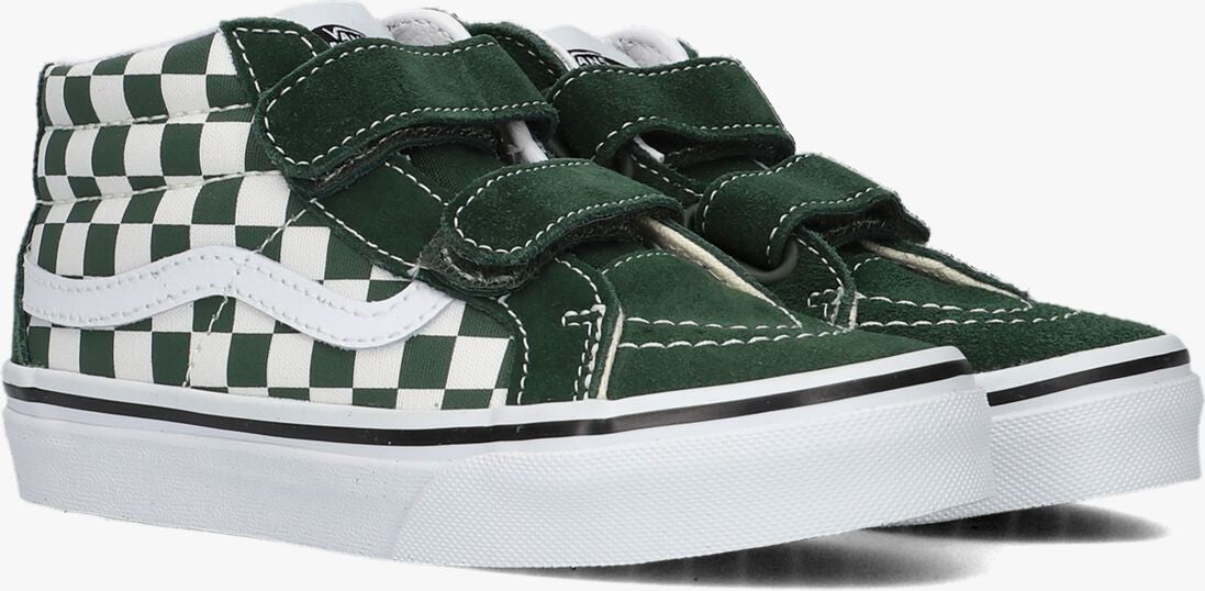 Vans Sk8 Mid Reissue Kids' Sneakers — Checkerboard/Green Mid-Top