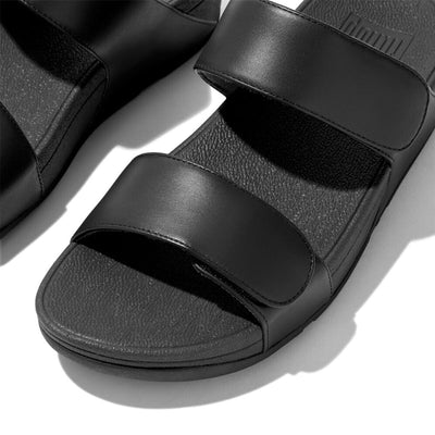 FitFlop LULU Adjustable Women's Slides — Black Leather