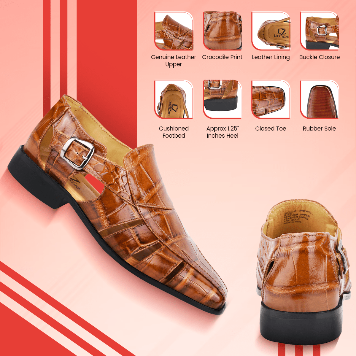 Liberty Zeno Bidwill Genuine Leather Fisherman Flat Sandals