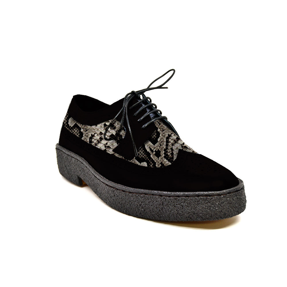 British Walkers Playboy Wingtip Men's Low Cut Python and Black Suede Shoes view 1