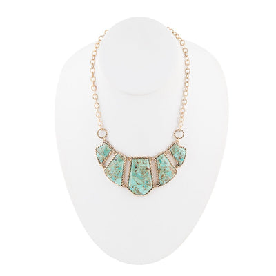 Blue Turquoise and Goldtone Statement Necklace