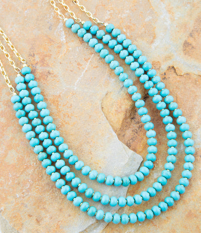 Blue Turquoise Magnesite Golden Necklace