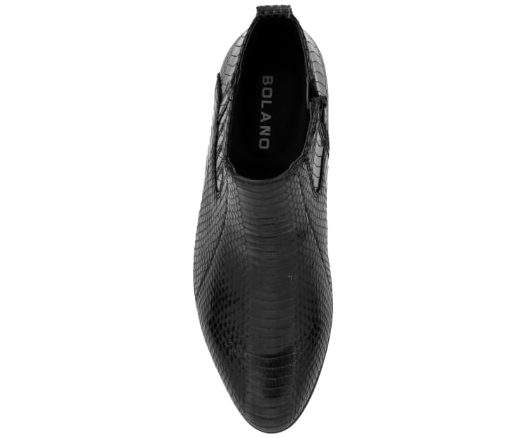 Bolano Adder Men's Exotic Snake Black Leather Ankle Boots
