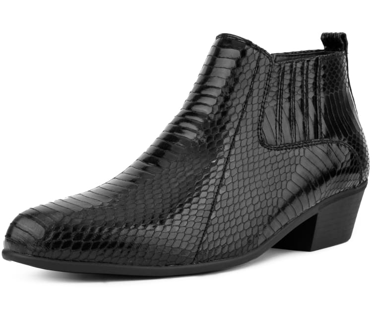 Bolano Adder Men's Exotic Snake Black Leather Ankle Boots