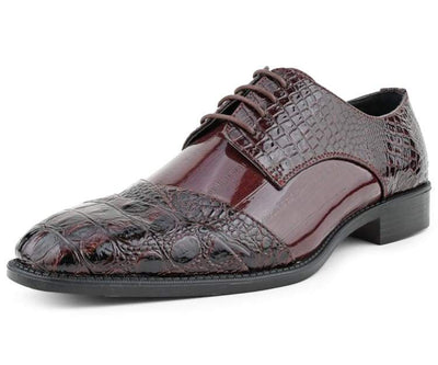 Bolano Bandit Men's Burgundy Croc Oxford Shoes