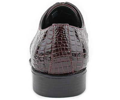 Bolano Bandit Men's Burgundy Croc Oxford Shoes