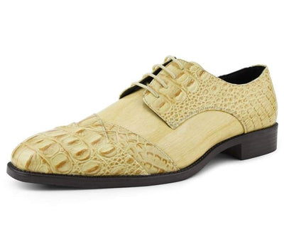 Bolano Bandit Men's Oxford Beige Croc Dress Shoes