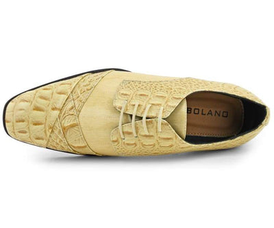 Bolano Bandit Men's Oxford Beige Croc Dress Shoes