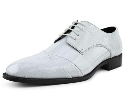 Bolano Bandit Men's Oxford White Croc Dress Shoes