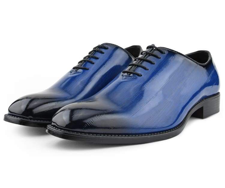 Bolano Brayden Men’s Eel Skin Royal Blue Exotic Oxfords