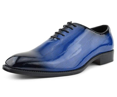 Bolano Brayden Men’s Eel Skin Royal Blue Exotic Oxfords