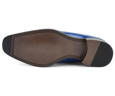 Bolano Brayden Men’s Eel Skin Royal Blue Exotic Oxfords