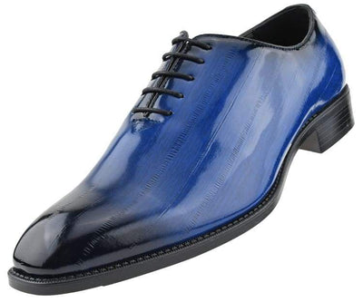 Bolano Brayden Men’s Eel Skin Royal Blue Exotic Oxfords