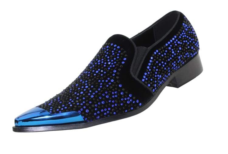 Bolano Desta Men's Rhinestone Loafer BlackRoyal Blue