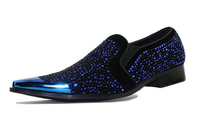 Bolano Desta Men's Rhinestone Loafer BlackRoyal Blue