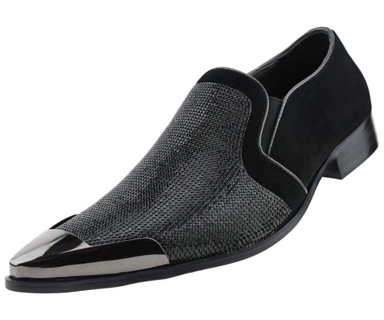 Bolano Dezzy Men’s Black Suede Rhinestone Tuxedo Slippers