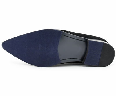 Bolano Dezzy Men’s Black Suede Rhinestone Tuxedo Slippers