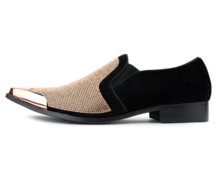 Bolano Dezzy Men's Rose Gold Glitter Leather Tuxedo Slippers
