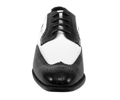 Bolano Elwyn Men’s Black & White Leather Derby Brogue Shoes – Classic TwoTone Elegance with Modern Dress Style