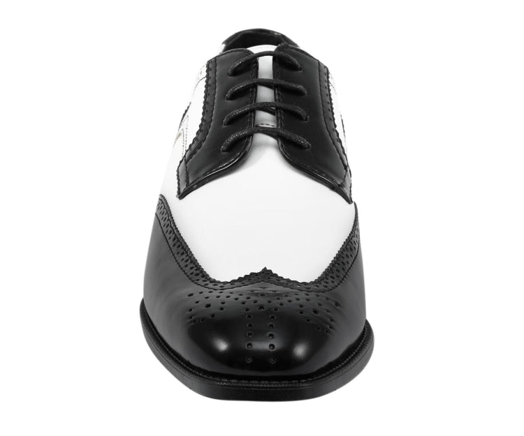 Bolano Elwyn Men’s Black & White Leather Derby Brogue Shoes – Classic TwoTone Elegance with Modern Dress Style