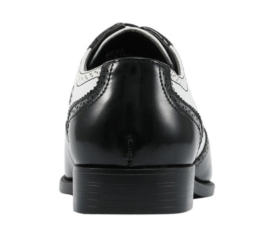 Bolano Elwyn Men’s Black & White Leather Derby Brogue Shoes – Classic TwoTone Elegance with Modern Dress Style