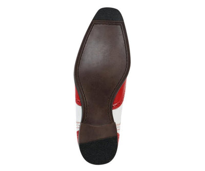 Bolano Elwyn Men’s Red & White Two - Tone Leather Derby Brogue Shoes – Bold Statement Craft with Classic Vintage Flair