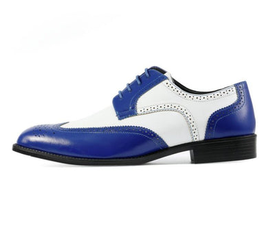 Bolano Elwyn Men’s Royal Blue Leather Derby Oxford Shoes – Bold Modern Craft with Sleek Dress Elegance