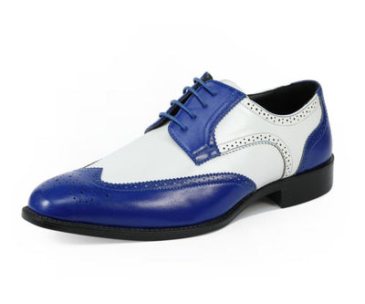 Bolano Elwyn Men’s Royal Blue Leather Derby Oxford Shoes – Bold Modern Craft with Sleek Dress Elegance