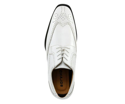 Bolano Elwyn Men’s White Leather Derby Brogue Shoes – Clean Classic Craft with Modern Dress Elegance
