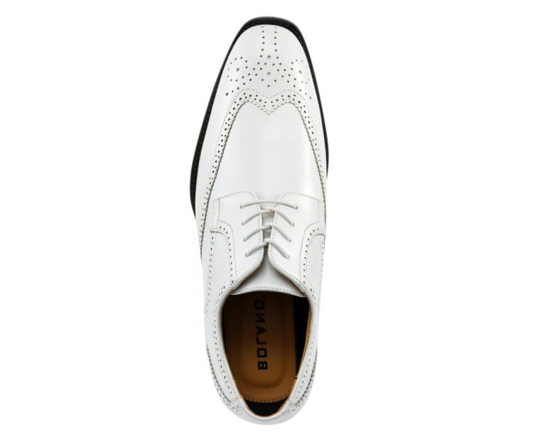 Bolano Elwyn Men’s White Leather Derby Brogue Shoes – Clean Classic Craft with Modern Dress Elegance
