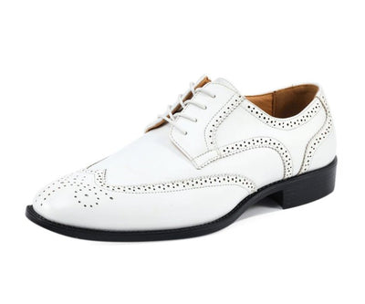 Bolano Elwyn Men’s White Leather Derby Brogue Shoes – Clean Classic Craft with Modern Dress Elegance