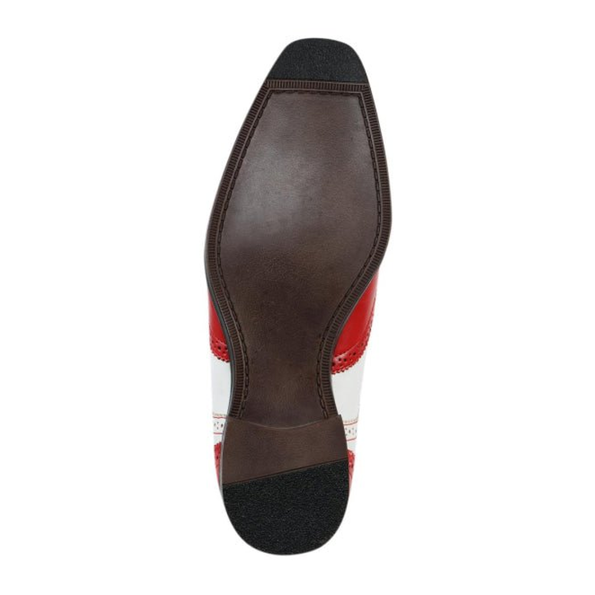 Bolano Elwyn men's red and white wingtip dress shoe, outsole view