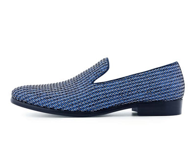Bolano Emelio Navy Glitter Tuxedo Slippers For Men