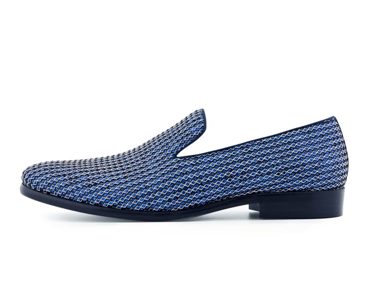 Bolano Emelio Navy Glitter Tuxedo Slippers For Men