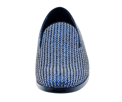 Bolano Emelio Navy Glitter Tuxedo Slippers For Men