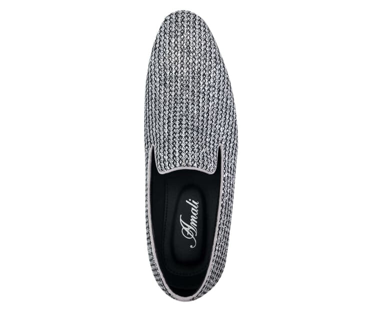 Bolano Emelio Silver Glitter Encrusted Men's Formal Slip On Dress Shoe