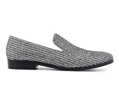 Bolano Emelio Silver Glitter Encrusted Men's Formal Slip On Dress Shoe