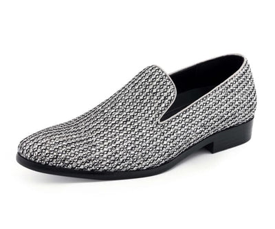 Bolano Emelio Silver Glitter Encrusted Men's Formal Slip On Dress Shoe