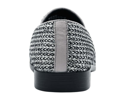 Bolano Emelio Silver Glitter Encrusted Men's Formal Slip On Dress Shoe