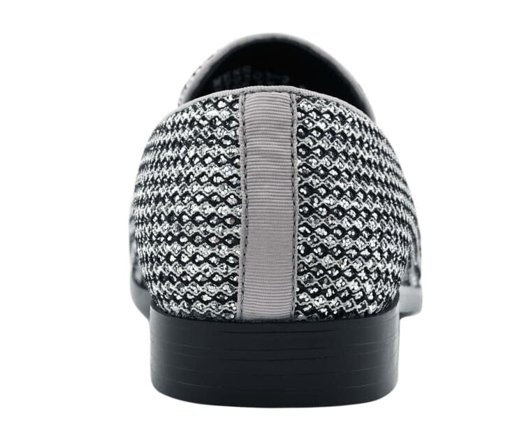 Bolano Emelio Silver Glitter Encrusted Men's Formal Slip On Dress Shoe