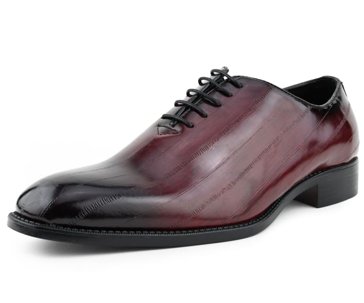 Bolano Exotic Elegance Burgundy Eel Skin Oxfords Women’s