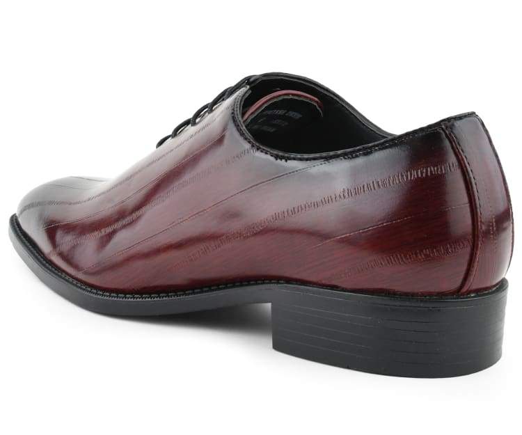 Bolano Exotic Elegance Burgundy Eel Skin Oxfords Women’s