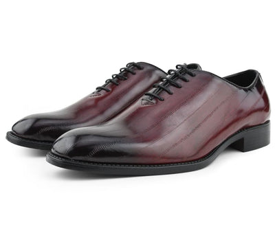Bolano Exotic Elegance Burgundy Eel Skin Oxfords Women’s